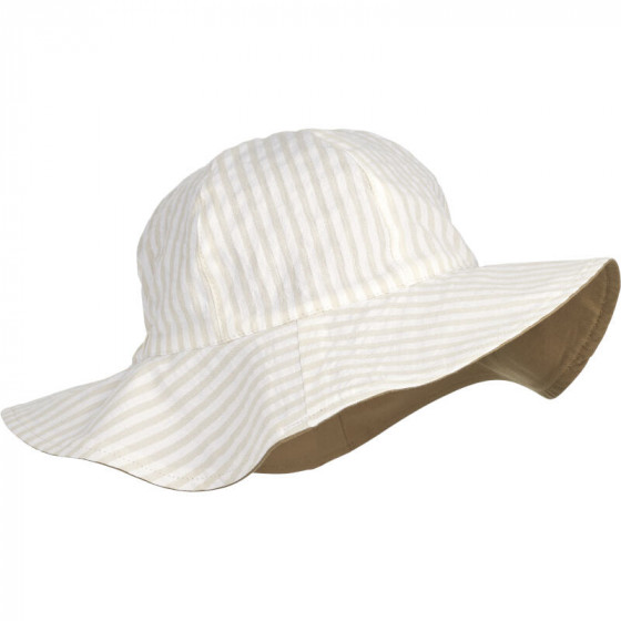 Chapeau de soleil réversible Amelia - Y/D stripes Crisp white / Sandy