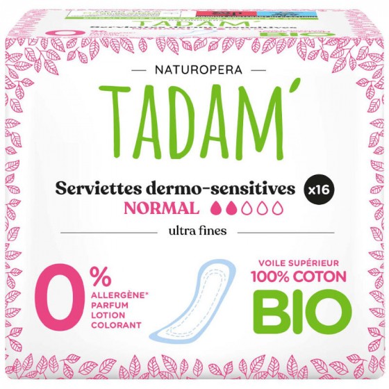 Tadam Serviettes hygiéniques dermo-sensitive - Normal - 16 pcs Tadam Serviettes hygiéniques dermo-sensitive - Normal - 16 pcs