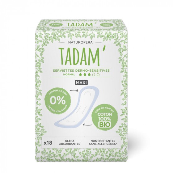 Tadam Serviettes hygiéniques dermo-sensitive - Maxi Normal - 18 pcs