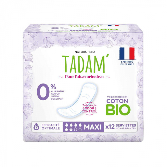 Tadam 12 serviettes pour fuites urinaires - Maxi Tadam 12 serviettes pour fuites urinaires - Maxi