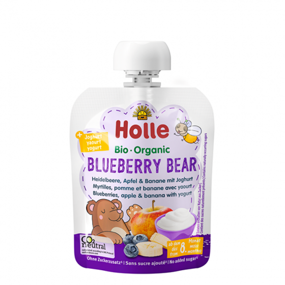 Blueberry Bear - Gourde Myrtilles, pomme et banane avec yaourt - 85g - Holle