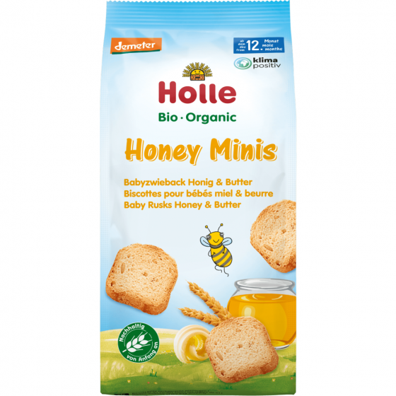 Honey Minis - Biscottes pour bébés bio miel & beurre - 100g - Holle