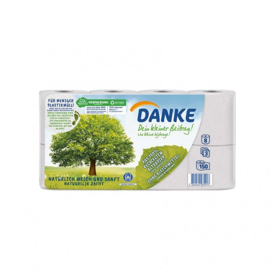 Papier de toilette écologique  - 8 rouleaux - Triple Epaisseur
