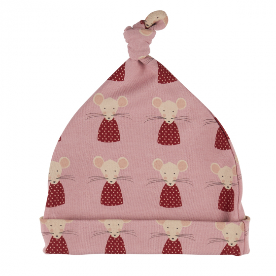 Bonnet noué en coton bio - Mouse Red Dress - Pigeon