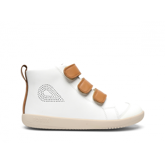 Chaussures Bobux I Walk - Hi Court White + Caramel