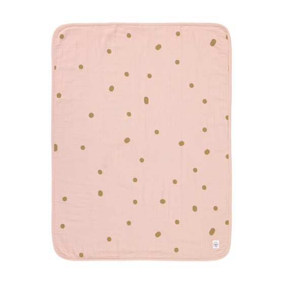 Couverture en mousseline de coton bio - Dots powder pink