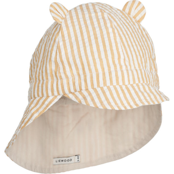 Casquette protège nuque réversible Gorm Y/D stripes Yellow mellow / Creme de la creme - Liewood