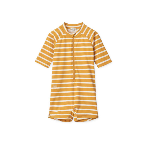 Combinaison de bain manches courtes Max Y/D Stripe Yellow mellow / Creme de la creme - Liewood