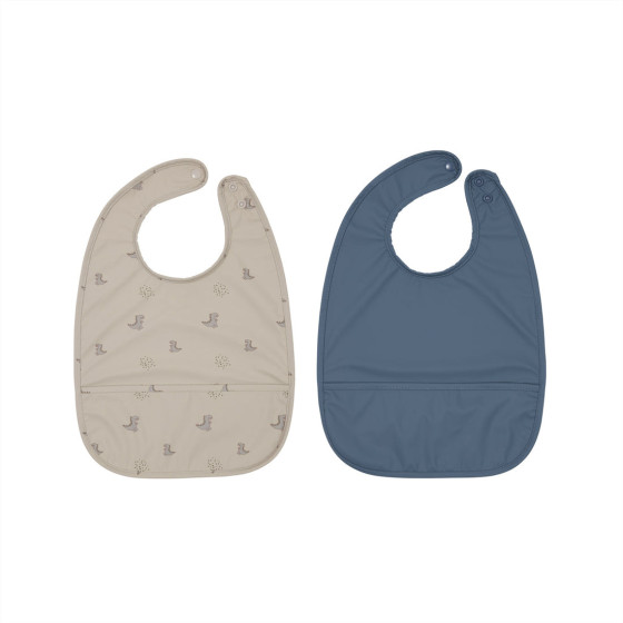 Set de 2 bavoirs Dino - Blue/Clay Set de 2 bavoirs Dino - Blue/Clay