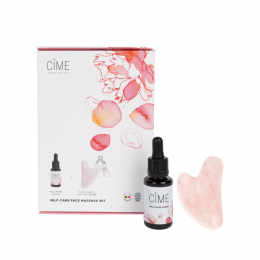Coffret soin visage et massage pierre quartz rose Gua Sha - Cîme