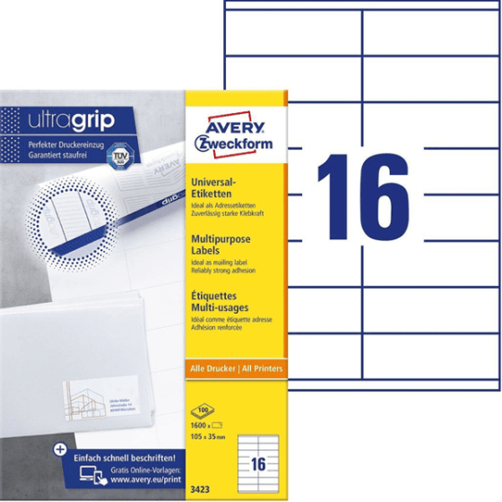 Etiquettes AVERY multi-usages 105 x 35 mm - 1600 étiquettes