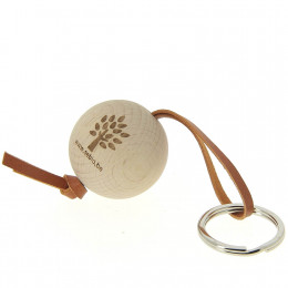 Porte-clés en bois FSC et cuir Sebio Tan