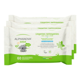 Lingettes épaisses et extra douces pour bébé 3 packs x 60 lingettes - Alphanova