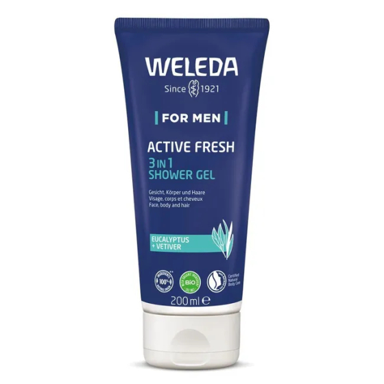 Gel douche 3 en 1 Active fresh pour Homme - 200 ml - WELEDA