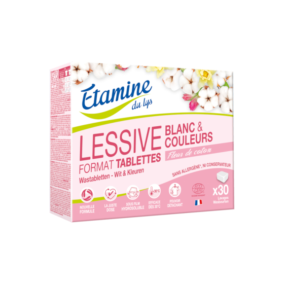 Lessive en tablettes Blanc et couleurs 30 lavages - Etamine du Lys