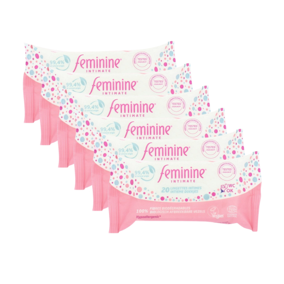 Lingettes intimes féminines - pack de 6 x 20 unités Lingettes intimes féminines - pack de 6 x 20 unités