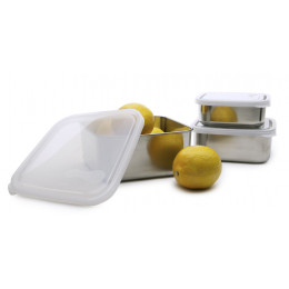 To go Large Boîte carrée en inox couvercle Cristal 1500 ml