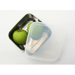 To go Médium boîte carrée en inox avec couvercle cristal - 850 ml