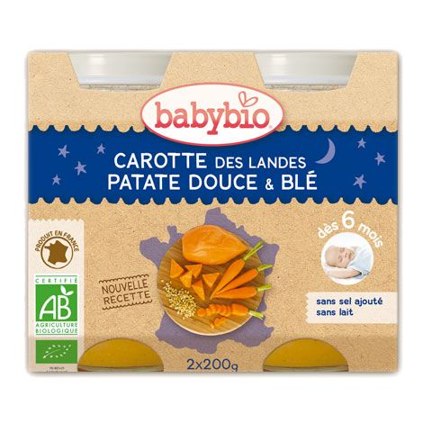 Carotte des Landes, patate douce et blé (dès 6 mois) 2 x 200 g