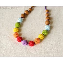 Collier d'allaitement et de portage - colori double arc-en-ciel