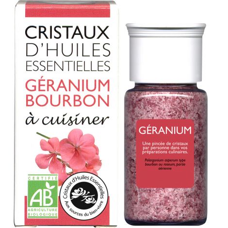 Cristaux d'huiles essentielles à cuisiner - géranium - 10 g