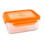 Plat repas rectangulaire en verre trempé avec couvercle - 695 ml