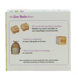 Kit Eco Belle Bois 20 carrés démaquillants lavables - Eucalyptus biface