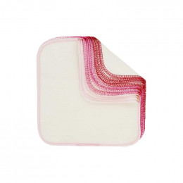 Lingettes lavables en flannelle - Déclinaison de roses - Lot de 12