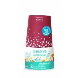 Gobelet en carton végétal compostable - 35 cl - Lot de 8 - Rouge