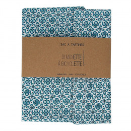 Sac à tartines - 35 x 40 cm - Fleurs bleues