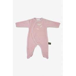 Pyjama velours en coton BIO - Rose et plumes