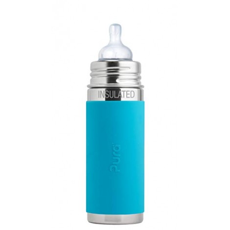 Biberon isotherme évolutif inox 260 ml - Tétine -Turquoise Biberon isotherme évolutif inox 260 ml - Tétine -Turquoise