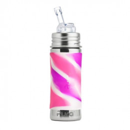 Biberon évolutif en inox 325 ml paille Pink Swirl