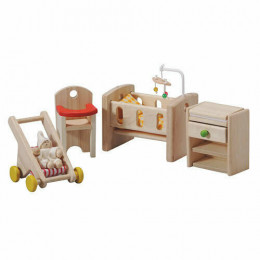 Chambre bébé - crèche en bois naturel pour maison de poupée - à partir de 3 ans 