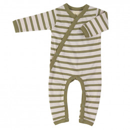 Pyjama coton bio - Rayures bretonnes - olive