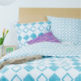 Housse de couette et taies en Coton Bio - Losanges - 240 cm x 220 cm