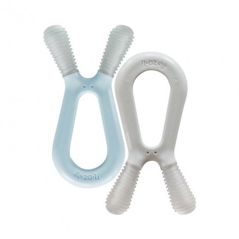 Anneau de dentition Bunny en silicone - Bleu et Gris - Lot de 2 Anneau de dentition Bunny en silicone - Bleu et Gris - Lot de 2