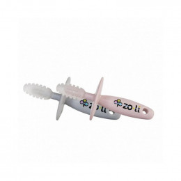 Chubby gummy anneau de dentition en silicone - Rose poudré et gris - Lot de 2