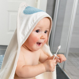Cape de bain et gant de toilette en coton Bio - Baleine