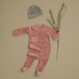 Pyjama bébé à pieds en velours Ash rose