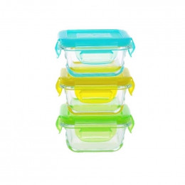 3 plats carrés étanches en verre - 3 x 150 ml