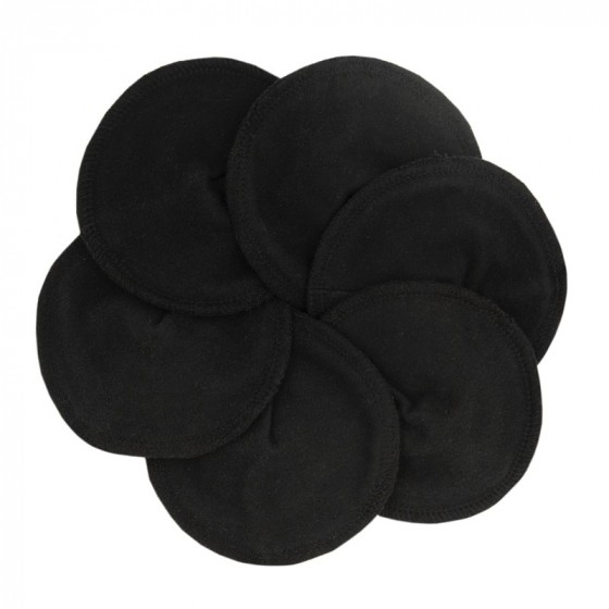 Coussinets d'allaitement plats en coton organique flanelle  - lot de 6 - Noir