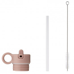 Bouchon avec paille et brosse pour gourde Anker - Rose