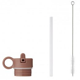 Bouchon avec paille et brosse pour gourde Anker - Dark rose