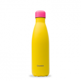 Gourde bouteille nomade isotherme - 500 ml - Colors - Jaune bouchon rose