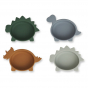 Set de 4 bols en silicone Iggy - Dino blue multi mix