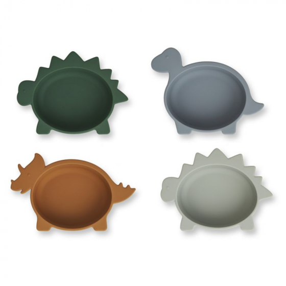 Set de 4 bols en silicone Iggy - Dino blue multi mix