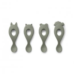 Set de 4 cuillères Liva en silicone - Faune green