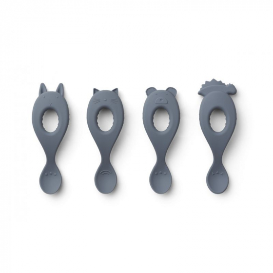 Set de 4 cuillères Liva en silicone - Blue wave