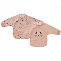 Set de 2 bavoirs à manches Merle - Cat rose